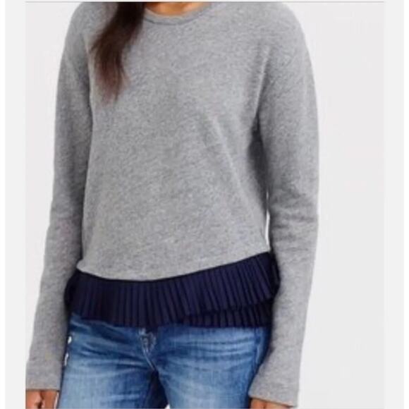 J. Crew Black Label Ruffled Hem Gray Sweatshirt Small - Picture 1 of 12